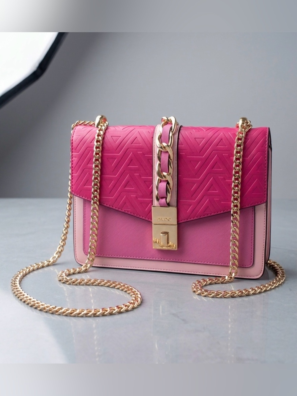 Aldo Two-Tone Pink Quilted Chain Crossbody
